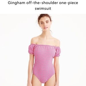 J. Crew Gingham Off-The-Shoulder One-Piece Size 10